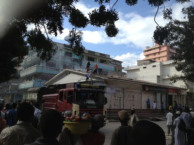 Firefighters on the roof